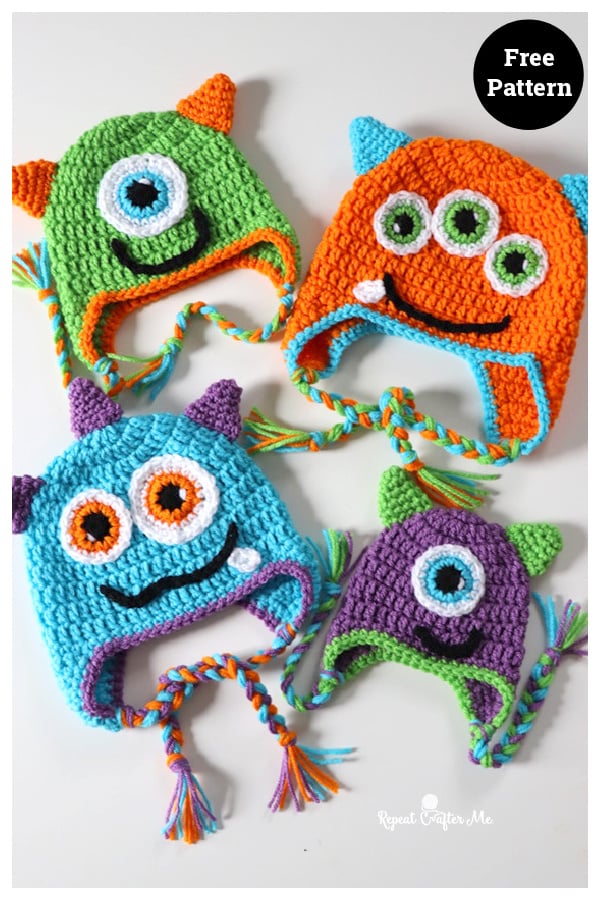 Cute Monster Hats Free Crochet Pattern