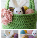 Easter Basket, Eggs & Bunny Free Crochet Pattern
