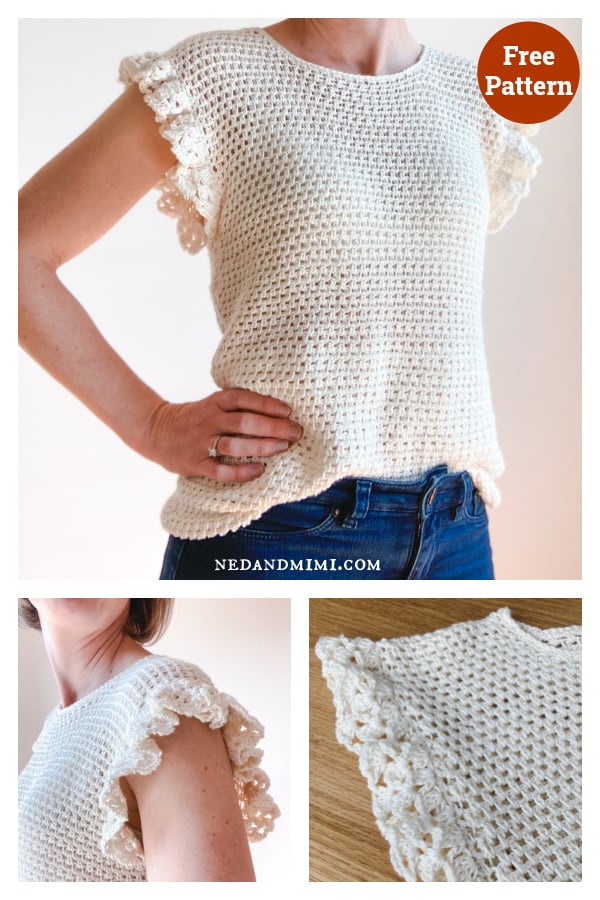 Lily Ruffle Sleeve Top Free Crochet Pattern