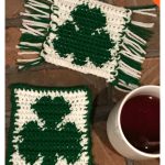 Lucky Shamrock Mug Rug Free Crochet Pattern