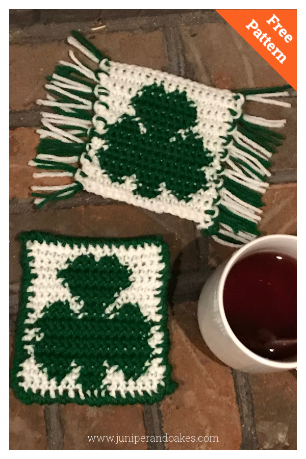 Lucky Shamrock Mug Rug Free Crochet Pattern
