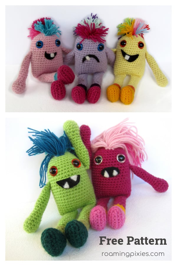 Monsters with Mohawks Free Crochet Pattern