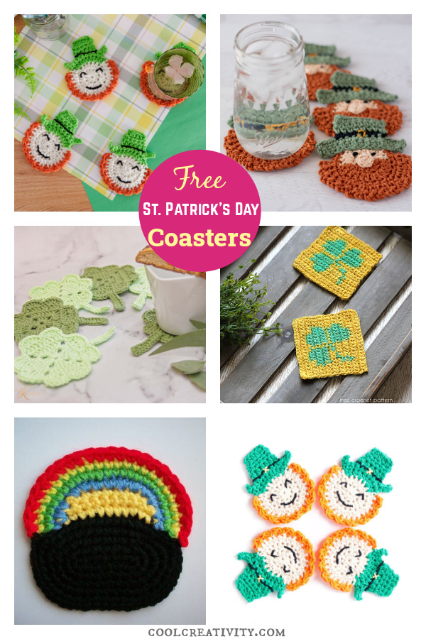 St. Patrick’s Day Coasters Free Crochet Pattern 