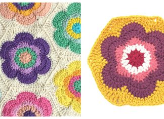 Vintage Flower Hexagon Motif Free Crochet Pattern