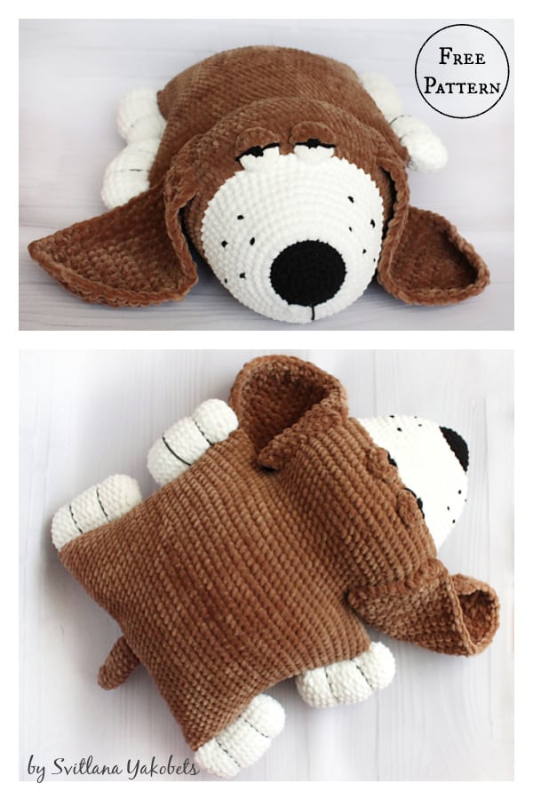 Animal Dog Plush Pillow Free Crochet Pattern