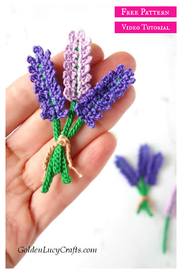 Lavender Flower Applique Free Crochet Pattern and Video Tutorial