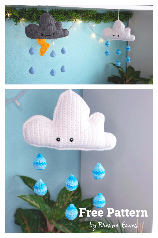 Rain Cloud Amigurumi Free Crochet Pattern