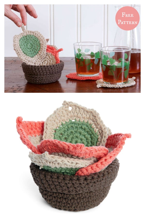 Re-leaf Coaster Set Free Crochet Pattern