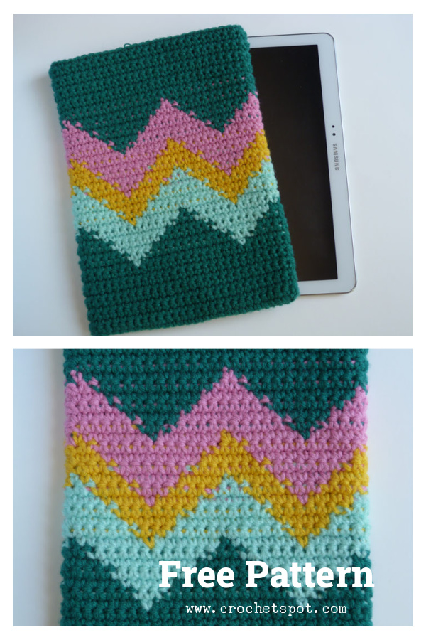 Retro Chevrons Tablet Cover Free Crochet Pattern