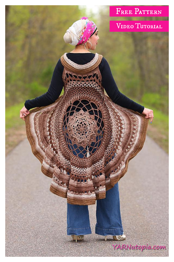 Spring Sun Mandala Vest Free Crochet Pattern and Video Tutorial