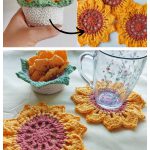Sunflower Coasters with Pot Crochet Pattern
