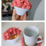 Surprise Flower Pot Coaster Set Crochet Pattern