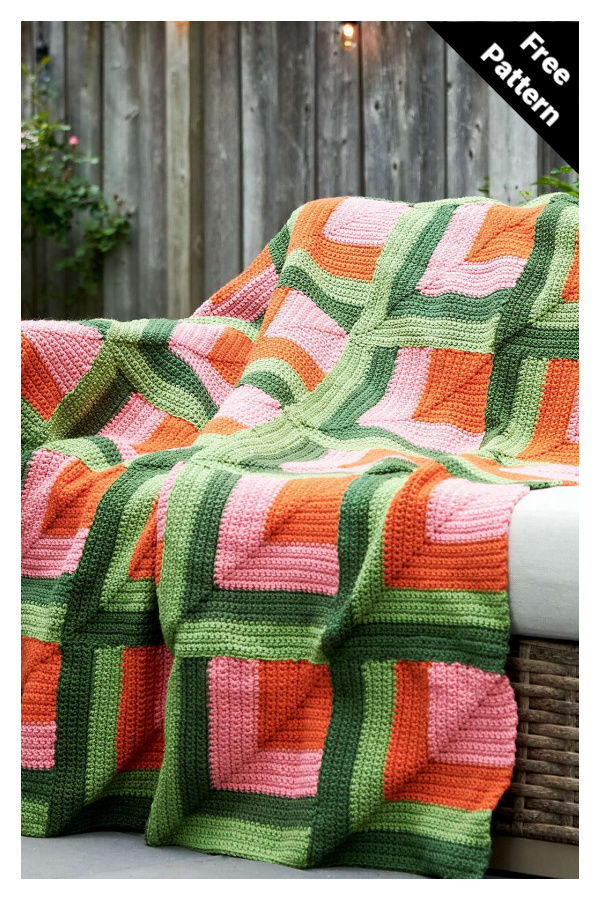 Autumn Blooms Mitered Blanket Free Crochet Pattern