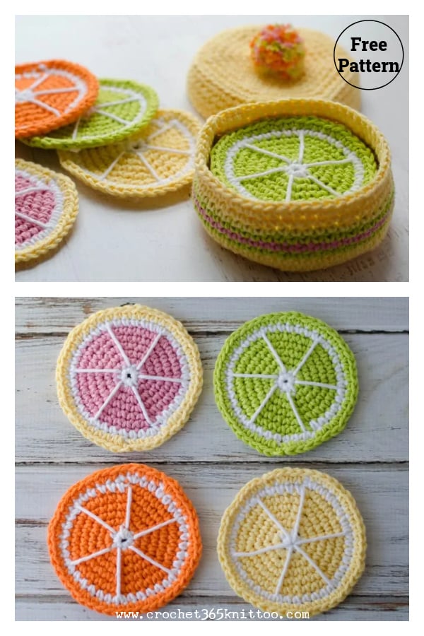 Citrus Coasters Free Crochet Pattern