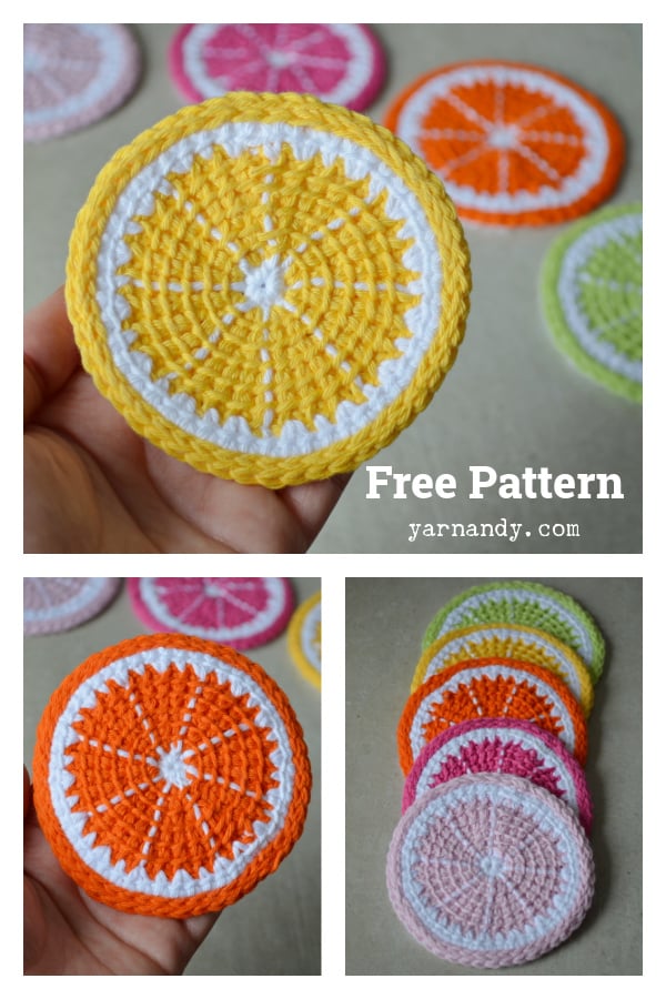 Citrus Slice Coaster Free Crochet Pattern 