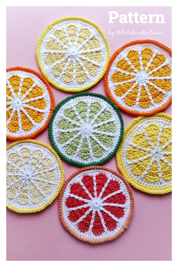 Citrus Slice Coasters Crochet Pattern