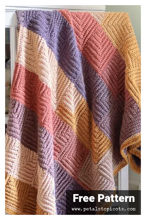 Continuous Mitered Square Blanket Free Crochet Pattern