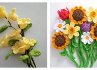 Crochet 3D Flower Bouquet Free Pattern