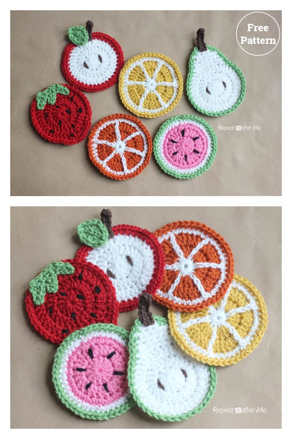 Fruit Coasters Free Crochet Pattern