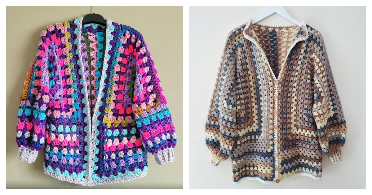 6 Granny Hexagon Horizon Cardigan Free Crochet Pattern