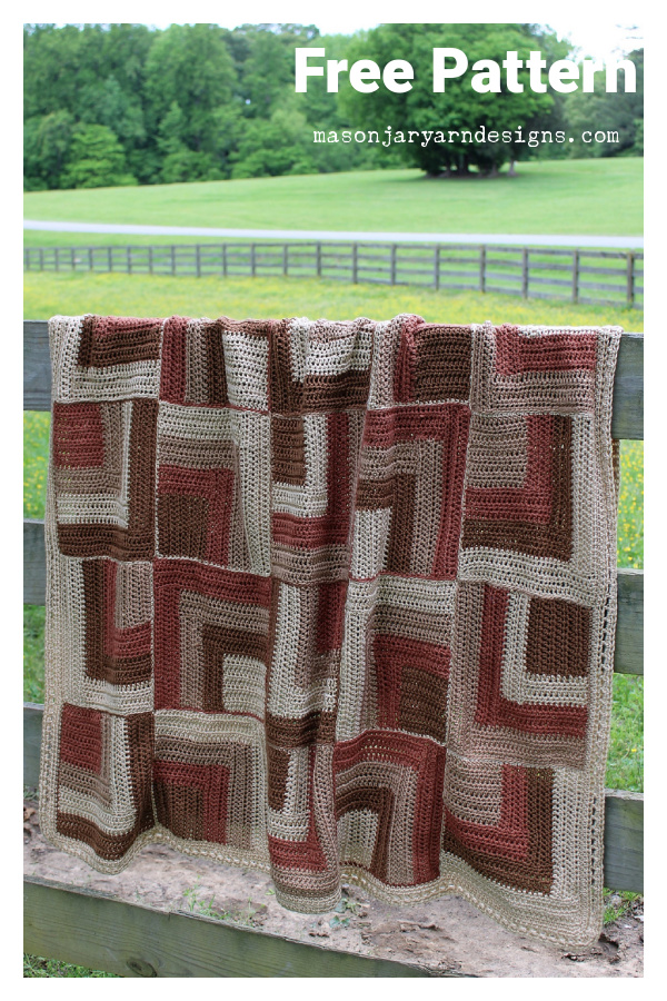 Rustic Squares Blanket Free Crochet Pattern