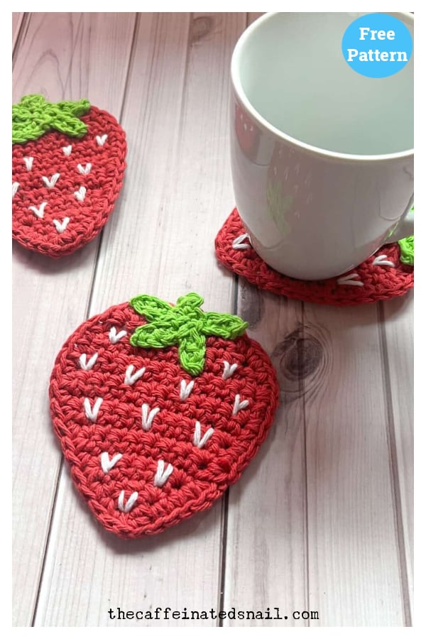 Strawberry Coaster Free Crochet Pattern