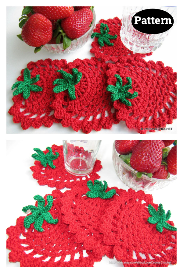 Strawberry Coasters Crochet Pattern