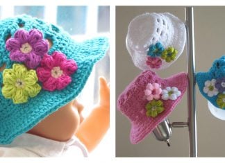 Sun Hat with Flowers Free Crochet Pattern