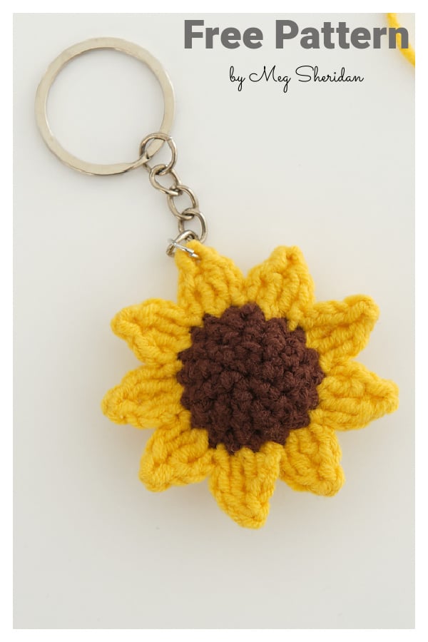 Sunflower Keychain Free Crochet Pattern 