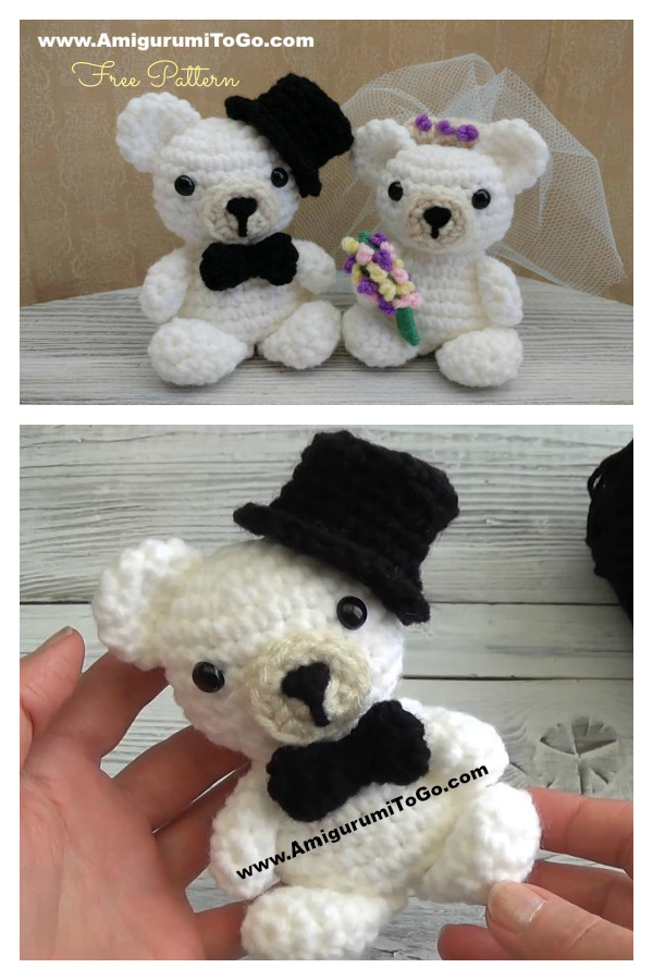 Mini Wedding Bears Free Crochet Pattern