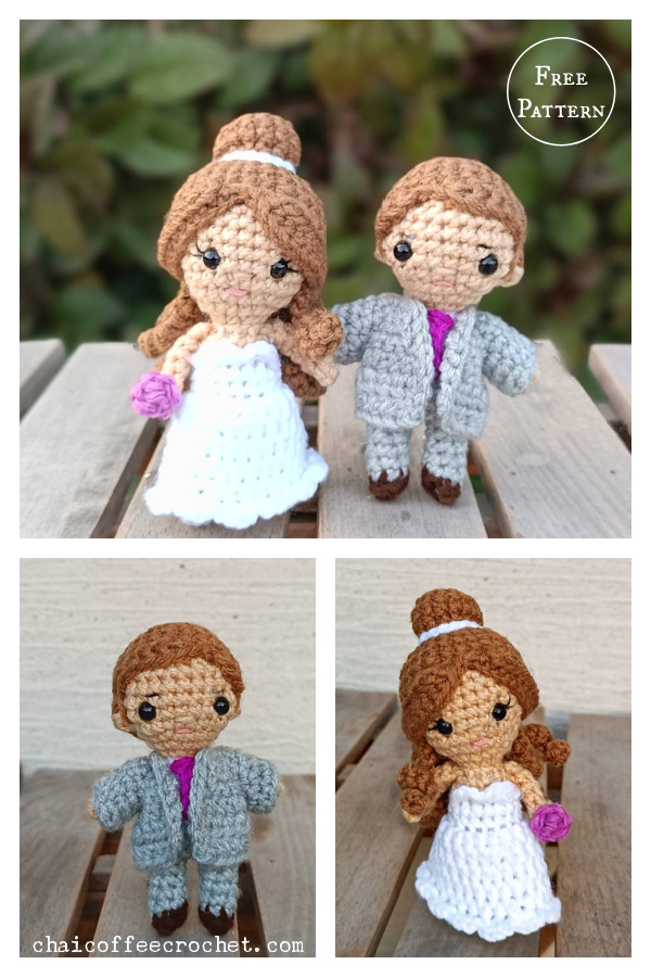 Small Bride and Groom Dolls Amigurumi Free Crochet Pattern