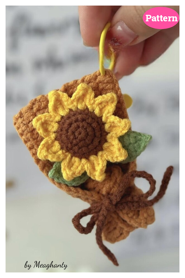 Sunflower Bouquet Mini Keychain Crochet Pattern