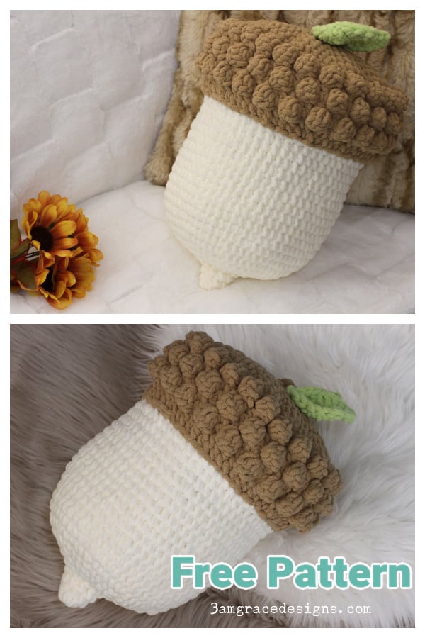 Acorn Pillow Free Crochet Pattern