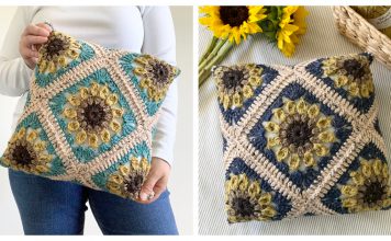 Autumn Sunflower Pillow Free Crochet Pattern and Video Tutorial