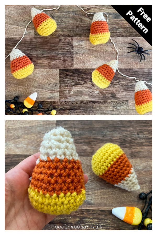 Candy Corn Halloween Garland Free Crochet Pattern