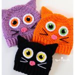 Cartoon Eye Cat Hat Free Crochet Pattern