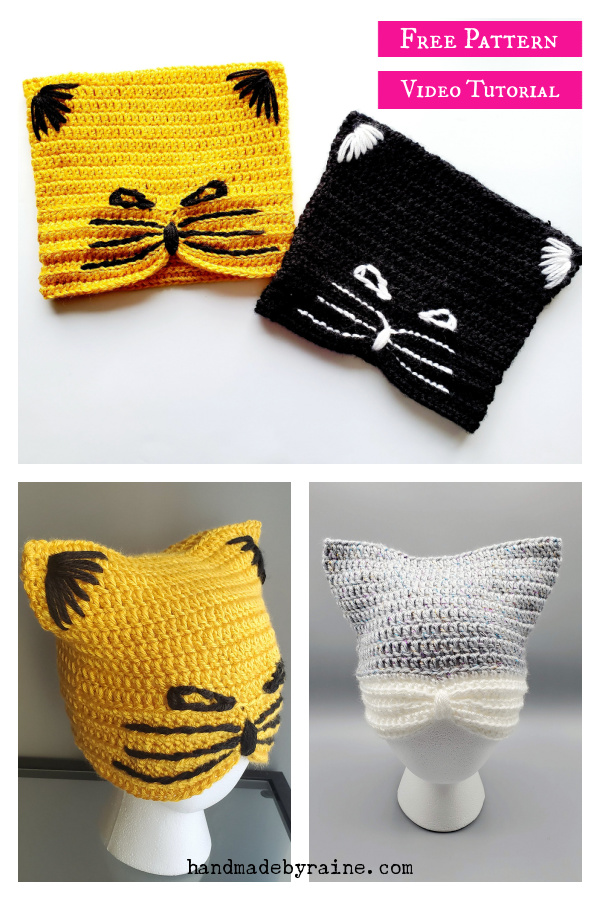 Cat Hat Free Crochet Pattern and Video Tutorial