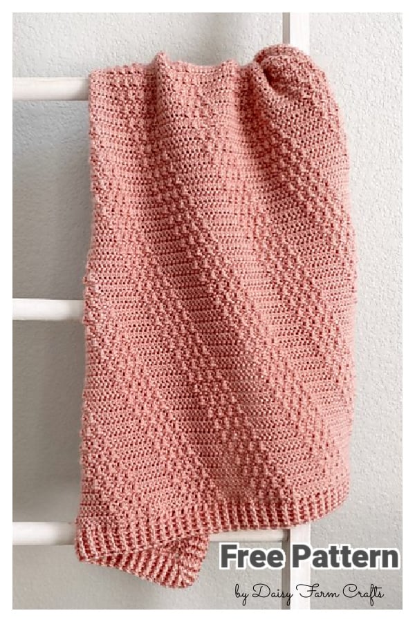 Diagonal Stripes Baby Blanket Free Crochet Pattern 