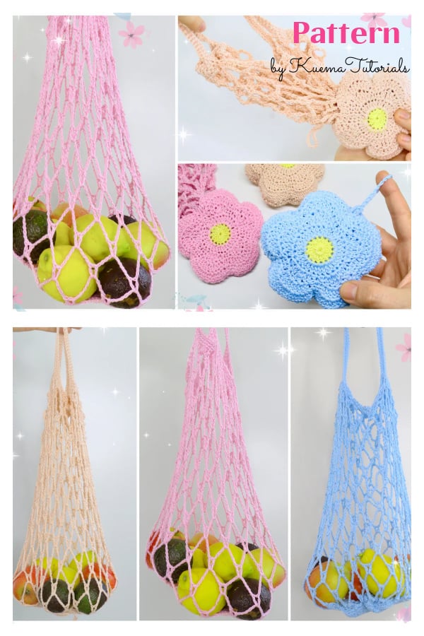 Flower Shopping Net with Storage Bag Crochet Pattern