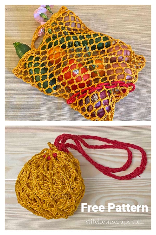 Foldable Market Bag Free Crochet Pattern