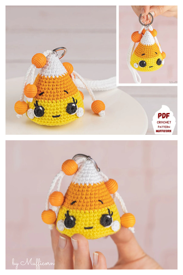 Halloween Amigurum Candy Corn Keychain Crochet Pattern