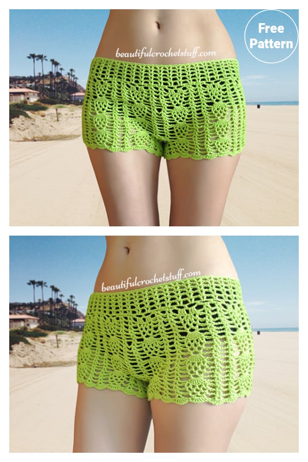 Pineapple Lace Bikini Shorts Free Crochet Pattern