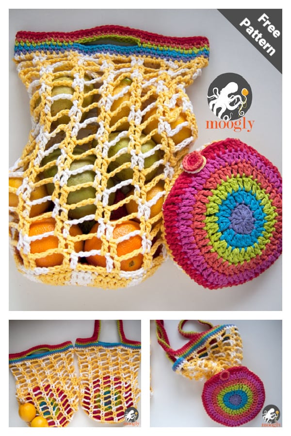 Rainbow Pocket Market Bag Free Crochet Pattern