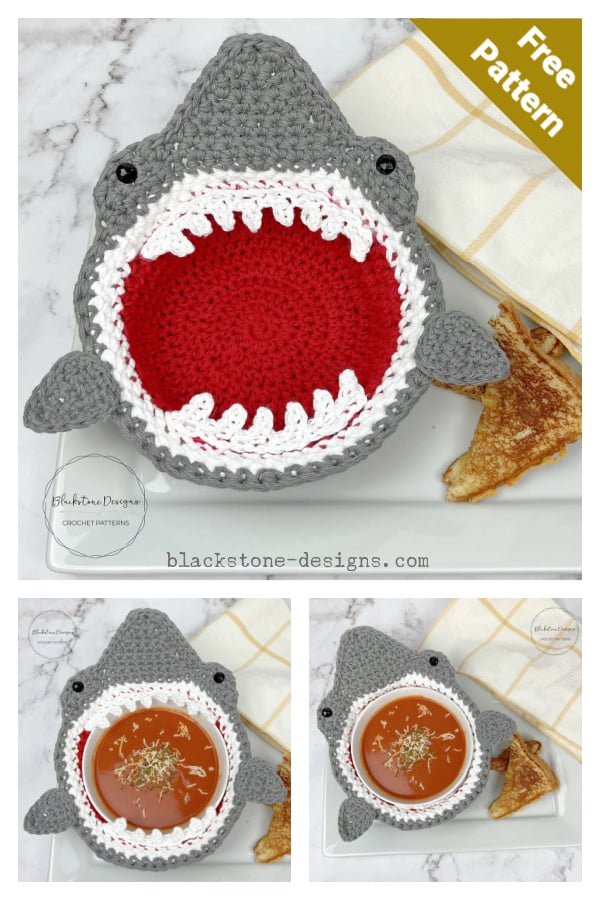Shark Soup Bowl Cozy Free Crochet Pattern