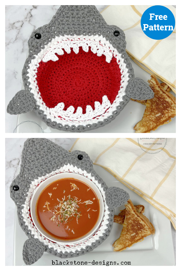 Shark Soup Bowl Cozy Free Crochet Pattern