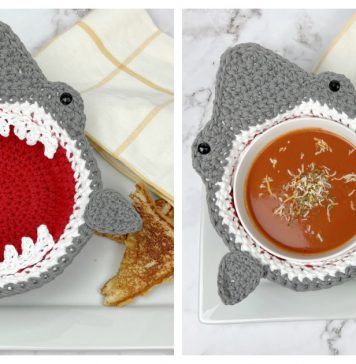 Shark Soup Bowl Cozy Free Crochet Pattern