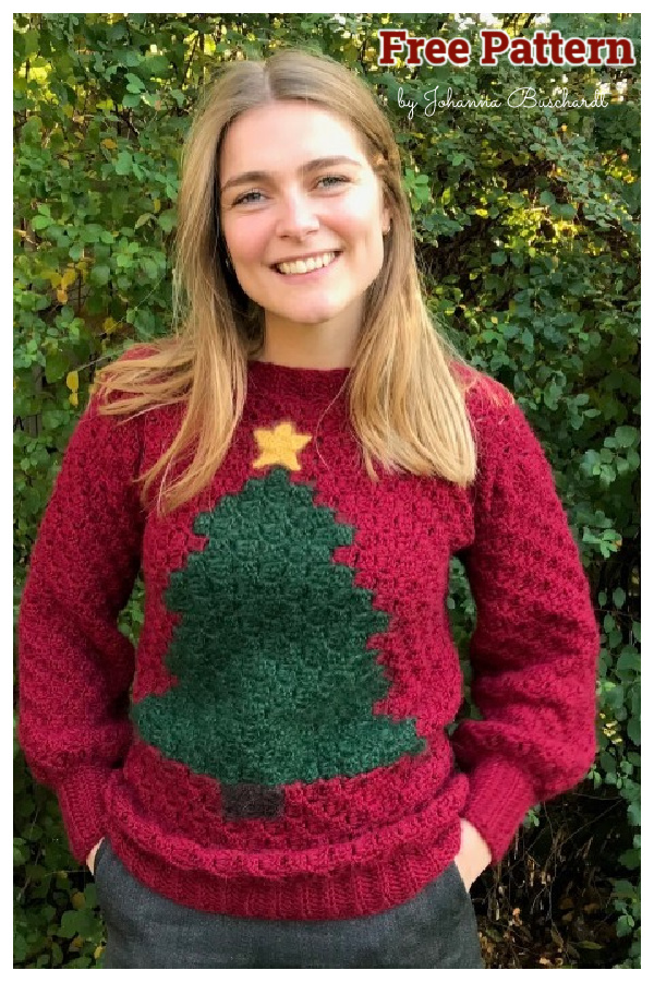 C2C Johanna Christmas Sweater Free Crochet Pattern