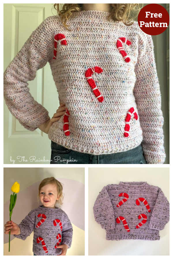 Candy Canes Sweater Free Crochet Pattern 