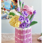 Ceramic Tiles Flower Vase Free Crochet Pattern and Video Tutorial