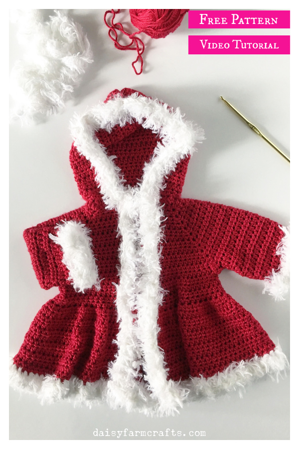 Christmas Baby Sweater Free Crochet Pattern and Video Tutorial